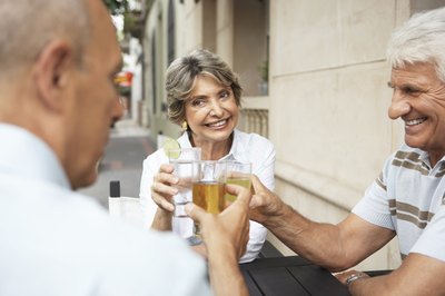 Friends toasting at cafe