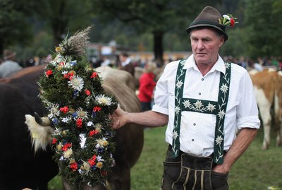 Older man in traditional Swiss outfit