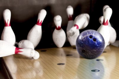 Ball hits bowling pins