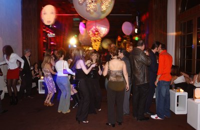 People dance and mingle inside Las Vegas bar