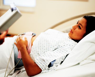 Woman in delivery room