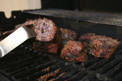 Turning tri-tip steak chunks