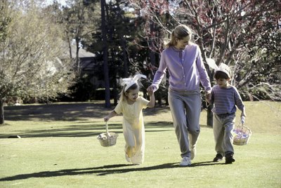 Children hunting for Easter eggs
