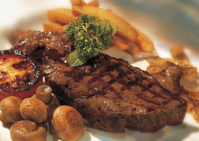 The New York strip steak is cut from the short loin of the beef and is considered a tender cut.