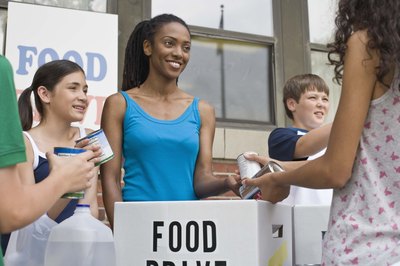 Teens working on food drive