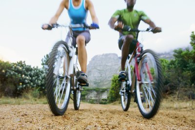 Couple bicycling