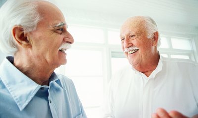 Two senior men talking