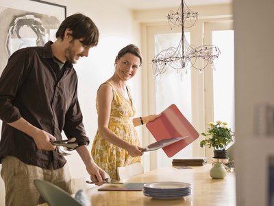 couple setting table