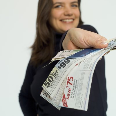 Woman with coupons.