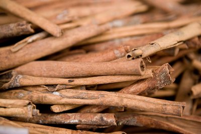 A close up of cinnamon sticks.