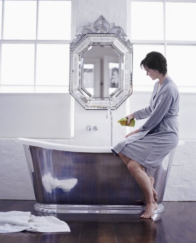 Pouring peroxide into bath water
