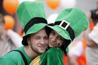 Couple dressed up in St. Patrick's Day gear