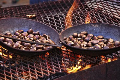 Cooking grate on outdoor grill.