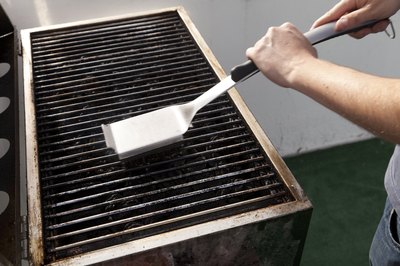 Cleaning grill.