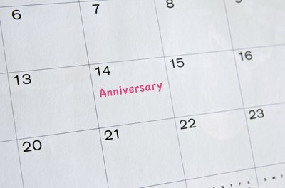 Calendar with anniversary date marked
