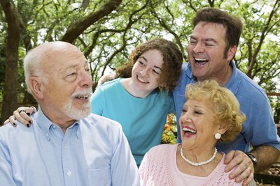 A grandfather tells his family a humorous story.