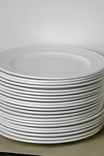 Stack of plates in kitchen