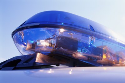 A close-up of a blue police light.