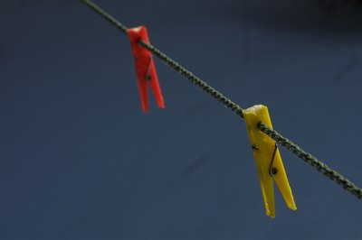 Arrange old photos on a clothesline