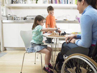 Woman in wheel chair with children