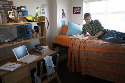 Buy items for his dorm room.