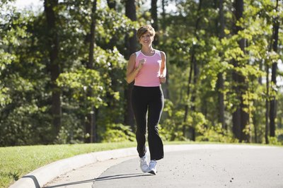 Woman jogging outside.