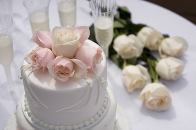 Wedding cake and champagne
