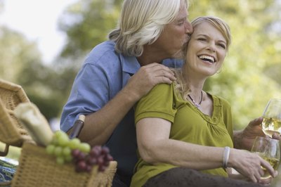 Couple having romantic picnic
