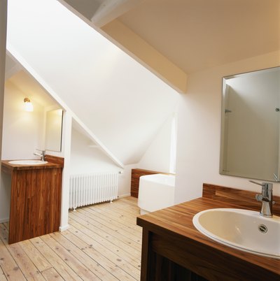 Modern bathroom with ceramic flooring