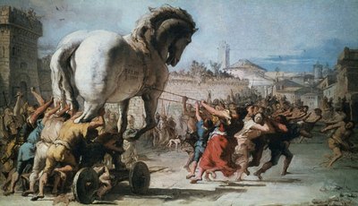 Painting of the wooden horse of Troy