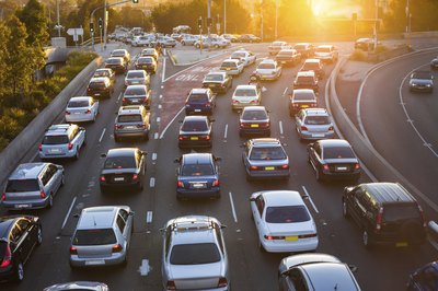 Traffic jam on a freeway