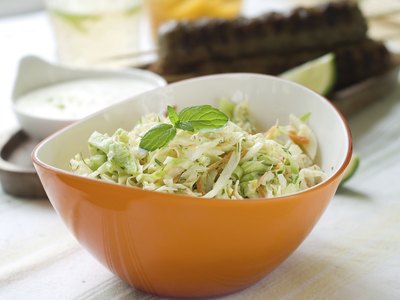 A bowl of cole slaw.