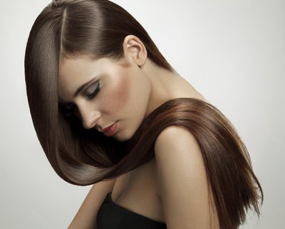 Woman with long, healthy hair.