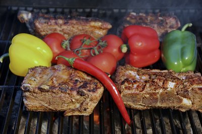 Brisket on a grill.
