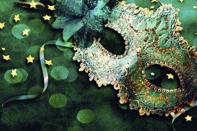 Mask on decorative table