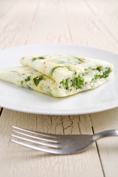Egg white omelet with spinach.