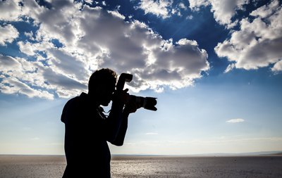Young photographer at work
