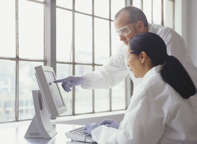 Scientist using computer