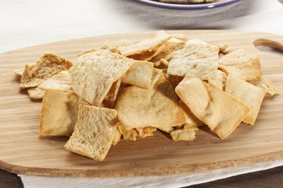 Pita chips made from whole wheat pita.