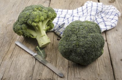 Two heads of broccoli.