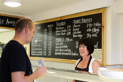 Chalkboard menu in deli