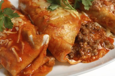Red enchilada sauce pairs well with beef enchiladas.