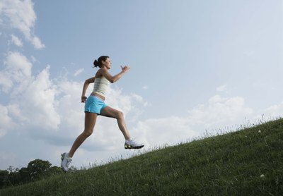 A woman runs for exercise.