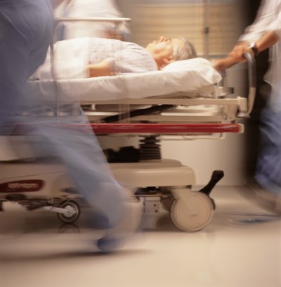 Injured man on stretcher