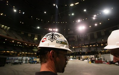 Construction worker inside the Superdome in New Orleans, LA.
