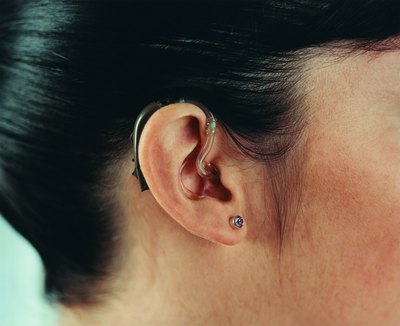 Woman wearing hearing aid