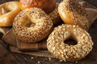 Assorted bagels.