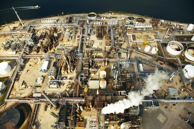 Aerial shot of a Houston, TX oil refinery