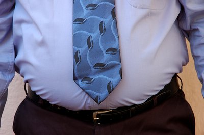 Weight gain due to excessive cortisol levels tends to accumulate in the belly.