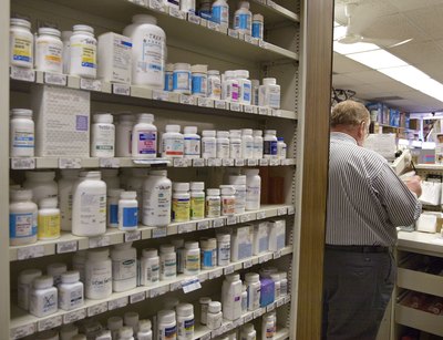 Pharmacy view of prescription pills